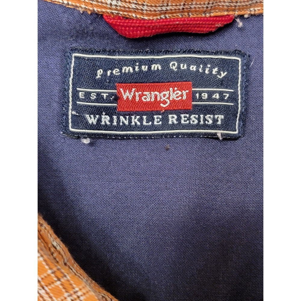 Wrangler Quality Orange Plaid Long Sleeve Button Down Shirt 2XL Wrinkle Resist - Picture 2 of 10